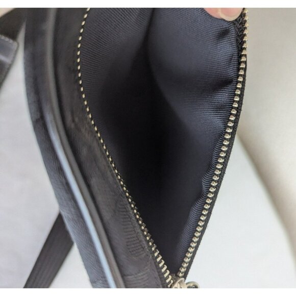 Vintage Coach Signature Stripe Crossbody Swingpack Canvas Leather Black Silver - Picture 7 of 12